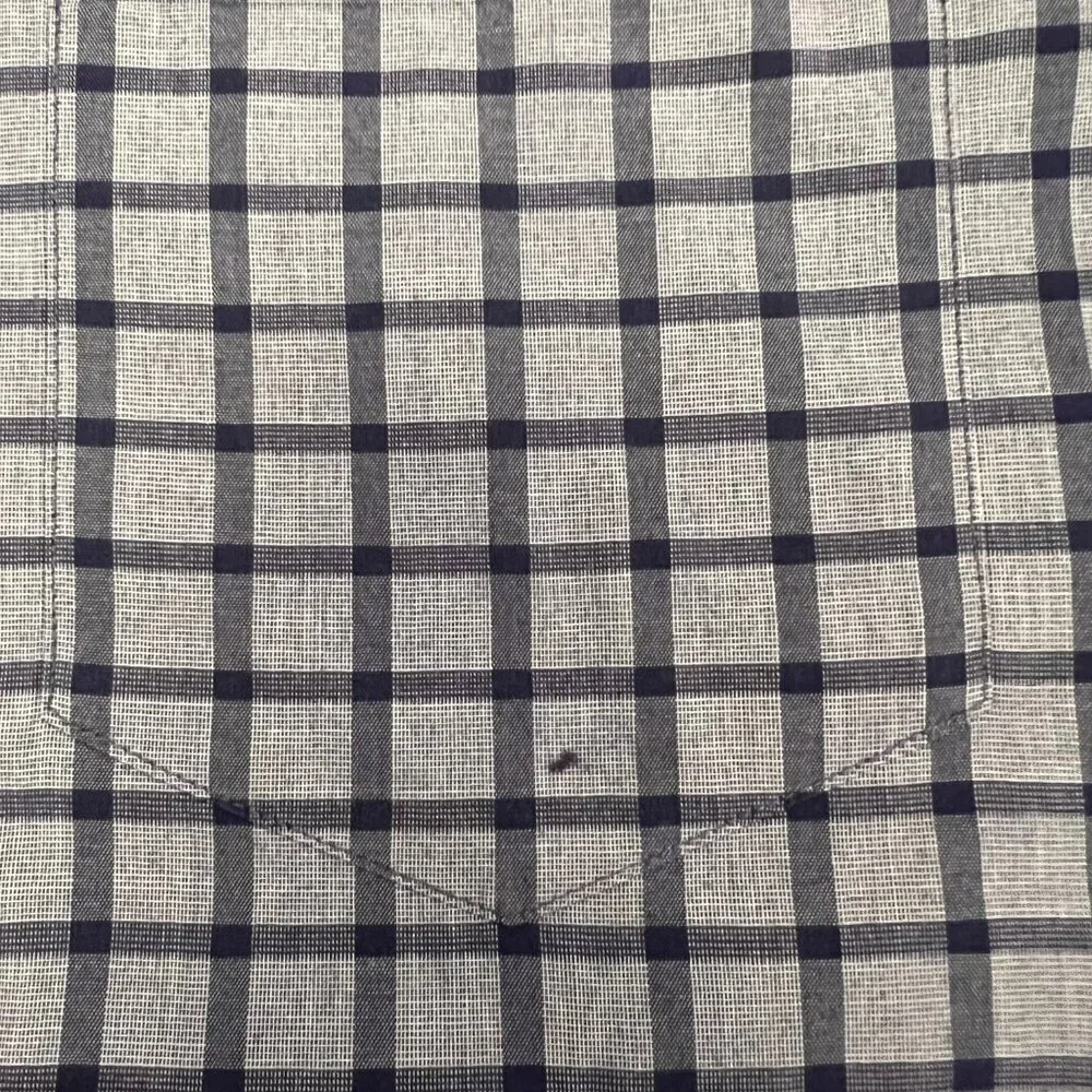 J Crew Slim Fit Blue Check Button Down Men's Long Sleeve Dress Shirt, Size Large
